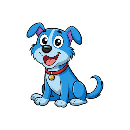 Cute Cartoon Blue Dog with Floppy Earsのイラスト素材