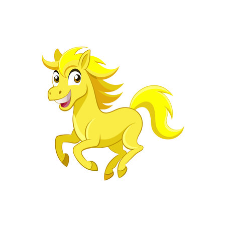 Charming Cartoon Lemon Yellow Horseのイラスト素材