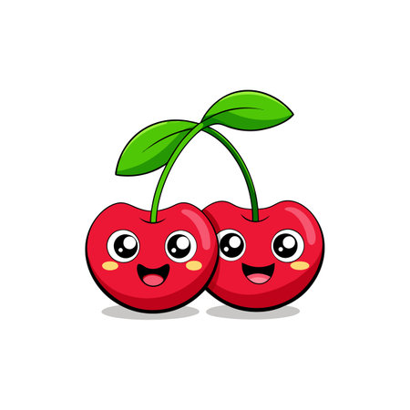 Cute Cheeky Cherry Cartoon Characterのイラスト素材