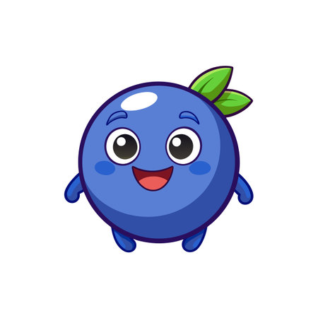 Bouncy Cartoon Blueberry Character Smilingのイラスト素材