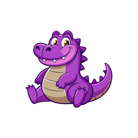 Charming Cartoon Purple Crocodile Characterのイラスト素材