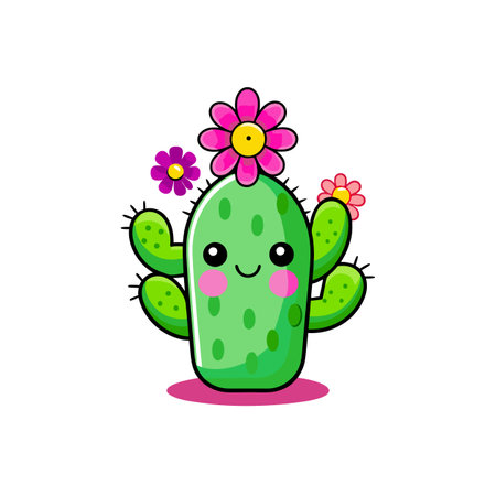 Funky Cartoon Hot Pink Cactusのイラスト素材