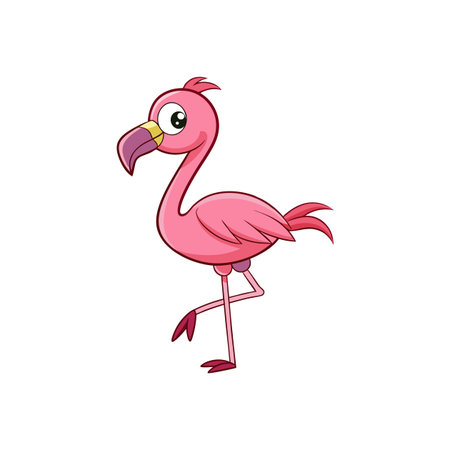 Elegant Cartoon Flamingo Balancing Gracefullyのイラスト素材