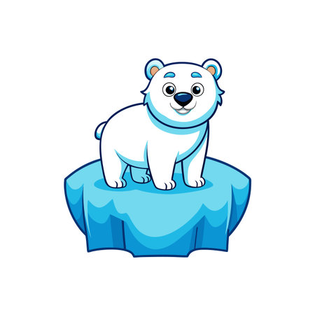Joyful Cartoon Ice Blue Polar Bearのイラスト素材