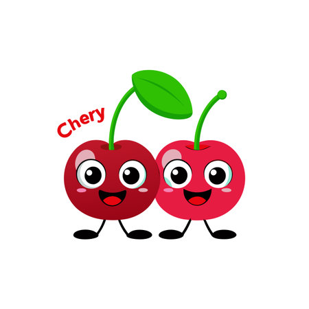 Cheeky Cherry Cartoon Character Designのイラスト素材