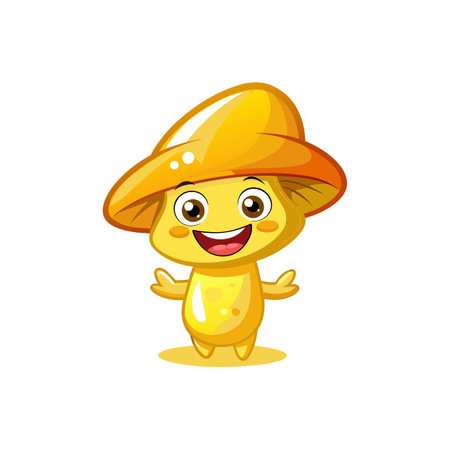 Cute Chanterelle Mushroom Cartoon Character Illustrationのイラスト素材