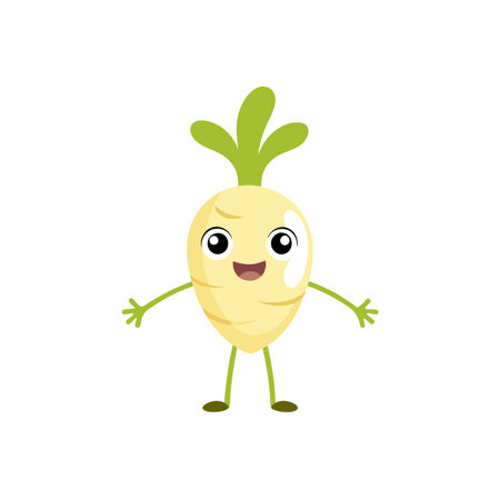Delightful Cartoon Parsnip Character Designのイラスト素材