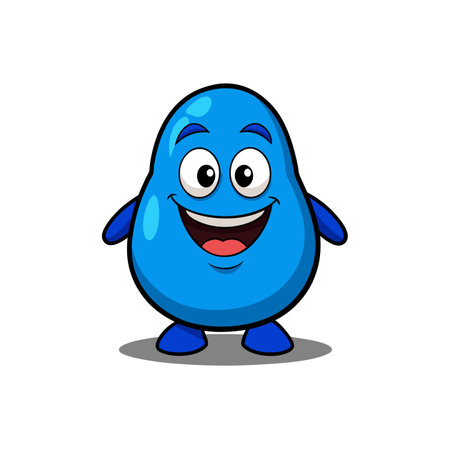 Cute Giggling Blue Potato Cartoon Characterのイラスト素材