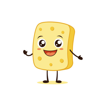 Adorable Giggling Halloumi Cartoon Characterのイラスト素材