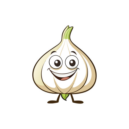 Cheerful Garlic Character with Unique Featuresのイラスト素材