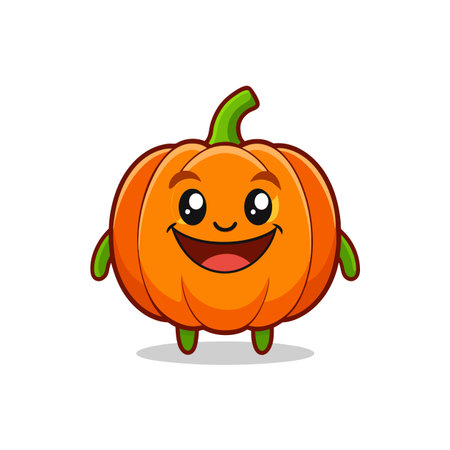 Cute Chubby Pumpkin Cartoon Characterのイラスト素材