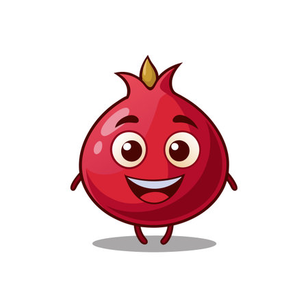 Playful Happy Pomegranate Seed Cartoon Characterのイラスト素材