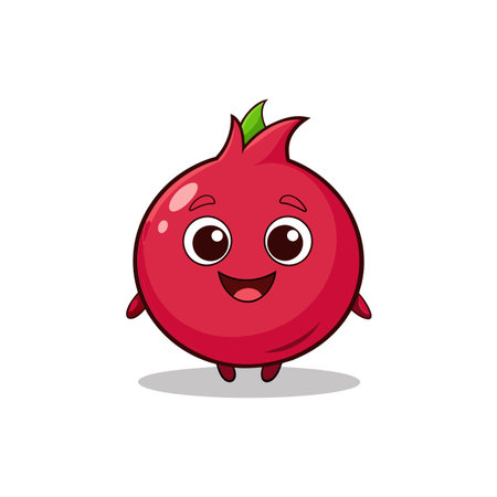 Cute pomegranate fruit cartoon character. Vector illustration.のイラスト素材