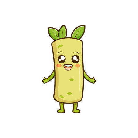 Cute cartoon kawaii celery isolated on white background. Vector illustration.のイラスト素材