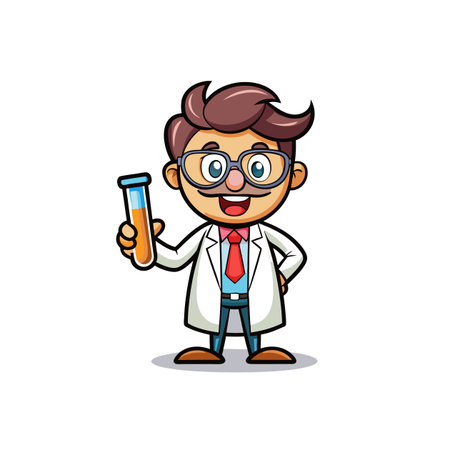 Cheerful Scientist Cartoon Character Designのイラスト素材