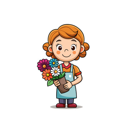 Cheerful Florist Fun Character Designのイラスト素材