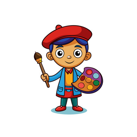 Playful Cartoon Artist Character Designのイラスト素材