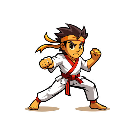 Playful Cartoon Martial Artist Characterのイラスト素材