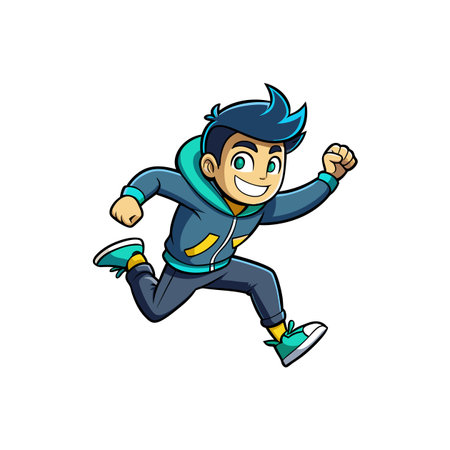 Vibrant Cartoon Parkour Athlete Character Designのイラスト素材