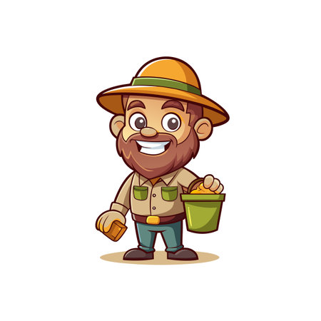 Dynamic Cartoon Zookeeper Character Designのイラスト素材