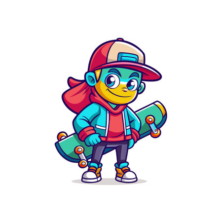 Dynamic Cartoon Skater Character Designのイラスト素材