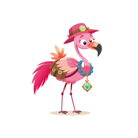 Playful Fiona the Fearless Flamingo Character Designのイラスト素材
