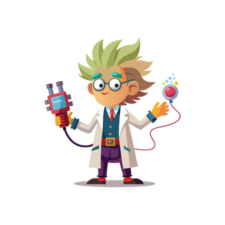 Creative Cartoon Eccentric Inventor Characterのイラスト素材