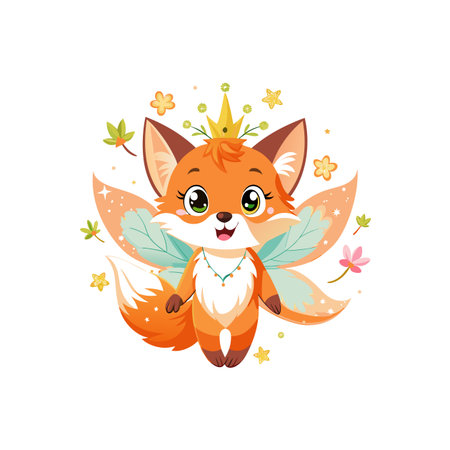 Whimsical Freya the Fairy Fox Characterのイラスト素材