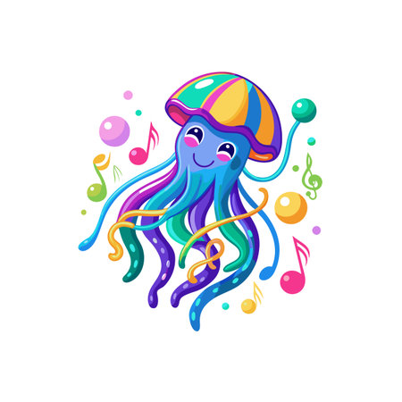 Dynamic Jazz the Jazzy Jellyfish Characterのイラスト素材