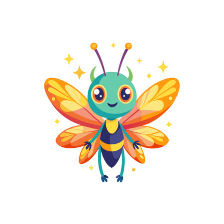 Vibrant Fizzle the Firefly Characterのイラスト素材