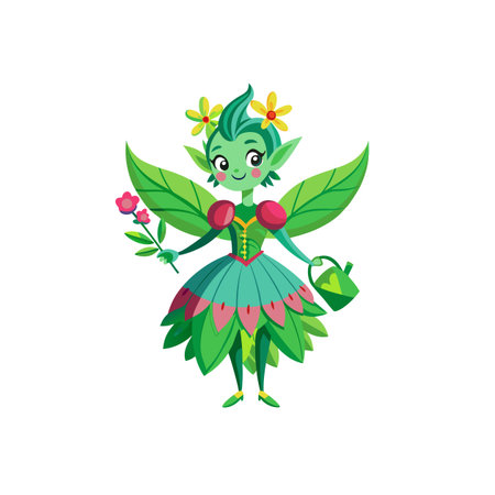Enchanting Flora the Plant Fairy Characterのイラスト素材