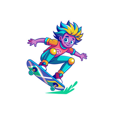 Playful Funky Skateboarder Character Designのイラスト素材