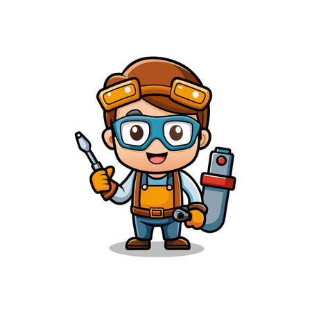 Vibrant Gadget Repair Technician Characterのイラスト素材