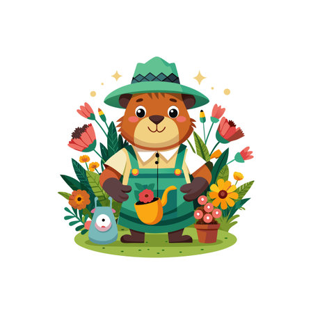 Charming Glenn the Gophin Gardener Characterのイラスト素材