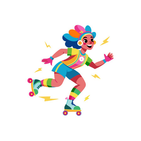 Vibrant Gregarious Roller Skater Character