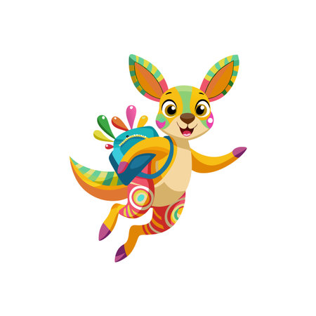 Dynamic Kiki the Kaleidoscope Kangaroo Characterのイラスト素材