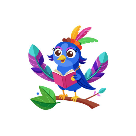 Nina the Nightingale Novelist Unique Illustrationのイラスト素材