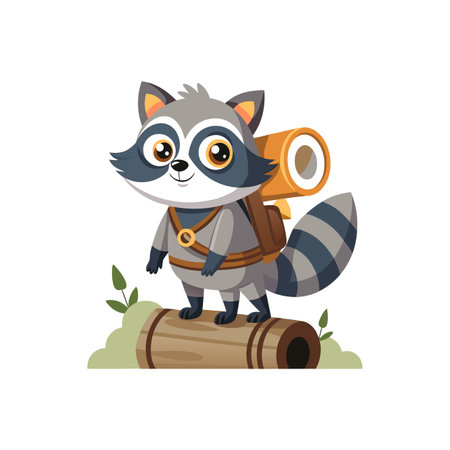 Rufus the Roaming Raccoon Adventurous Designのイラスト素材