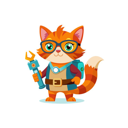Illustrate Cheerful Twinkle the Tinkerer Catのイラスト素材