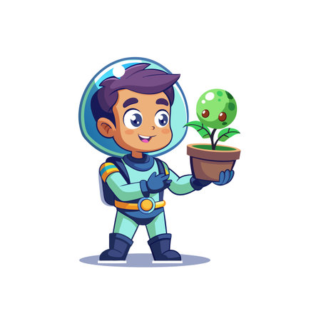 a Whimsical Space Botanist Characterのイラスト素材