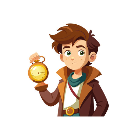 Design Unique Young Time Traveler Characterのイラスト素材