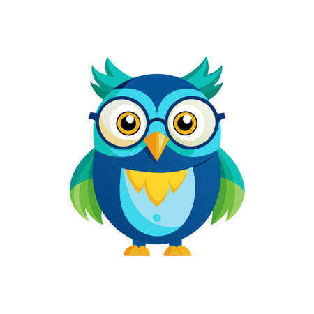 Illustrate Cheerful Wally the Wise Owlのイラスト素材