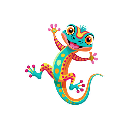 Playful Groovy the Glorious Gecko Character Designのイラスト素材