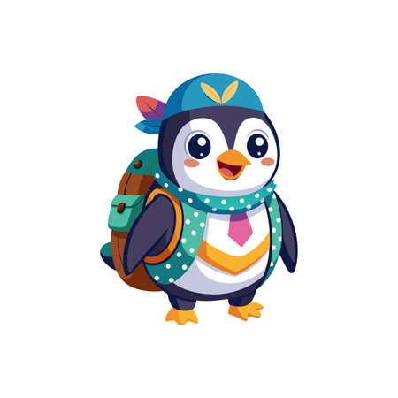 Pip the Adventurous Penguin Lively Character Designのイラスト素材