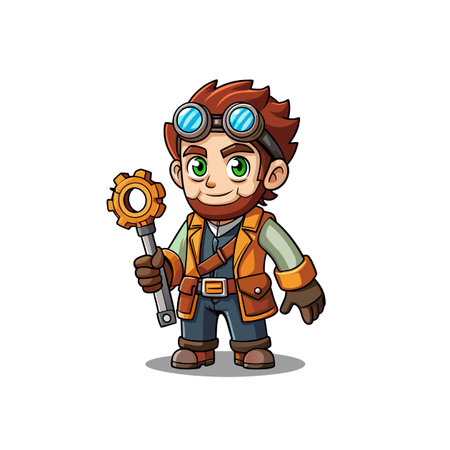 Illustrate Striking Steampunk Engineer Characterのイラスト素材