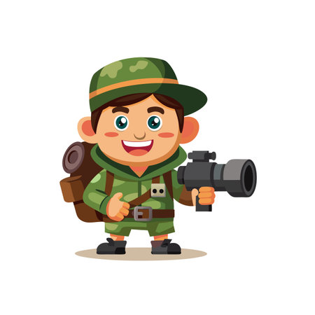 Illustrate Cheerful Wildlife Photographer Characterのイラスト素材