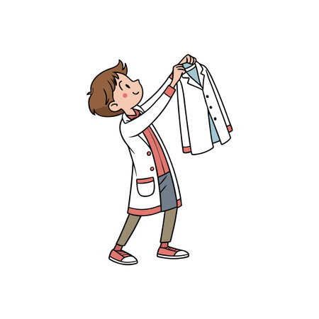 Illustration of cartoon doctor holding laboratory white coatのイラスト素材