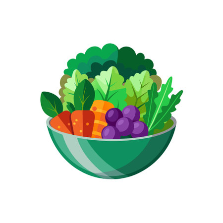 Colorful Salad Bowl with Leafy Greens and Fresh Produceのイラスト素材