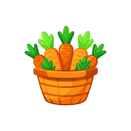 Fresh carrots in basket illustration with bright colors designのイラスト素材