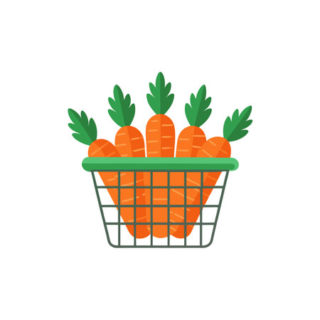 Carrots in a shopping basket vector illustration flat designのイラスト素材